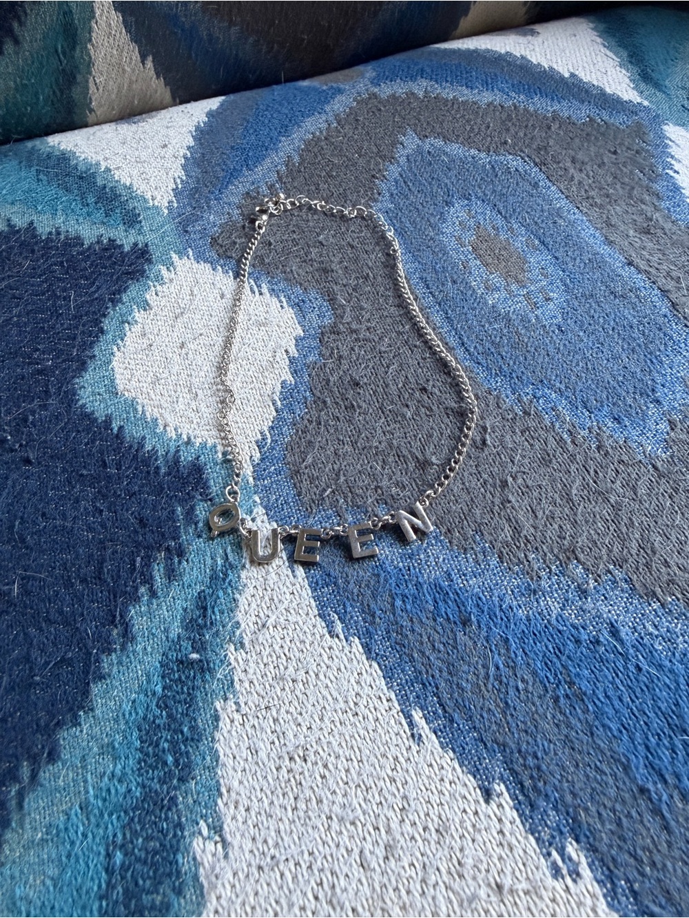 Silver 'QUEEN' Letter Necklace - Women's Jewelry